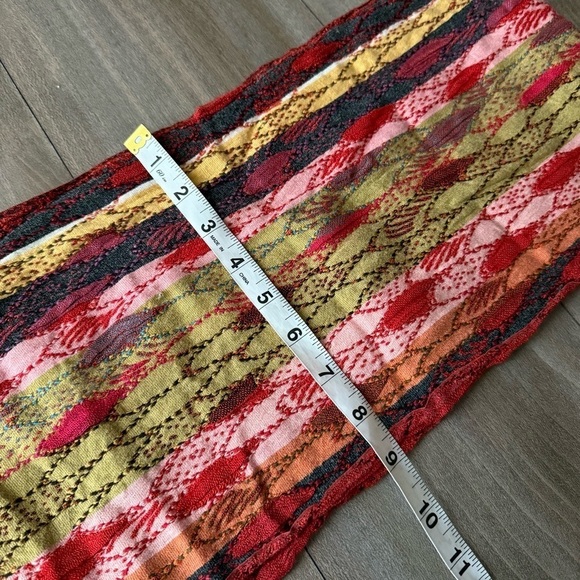 Vtg 90s Y2K 3D print fringe silk blend scarf multi color - Picture 3 of 3